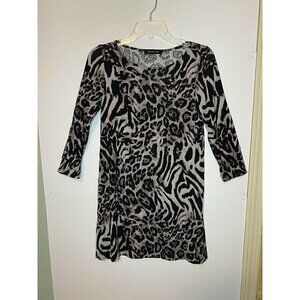 Hourglass Lilly Striped 3/4 Sleeve Shirt Animal Print Dress Size XS EUC